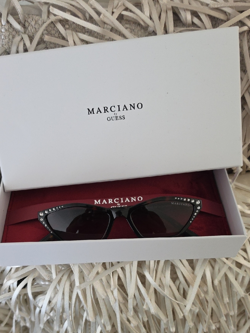 Guess by Marciano Black Cat-Eye Sunglasses with Crystal Accents